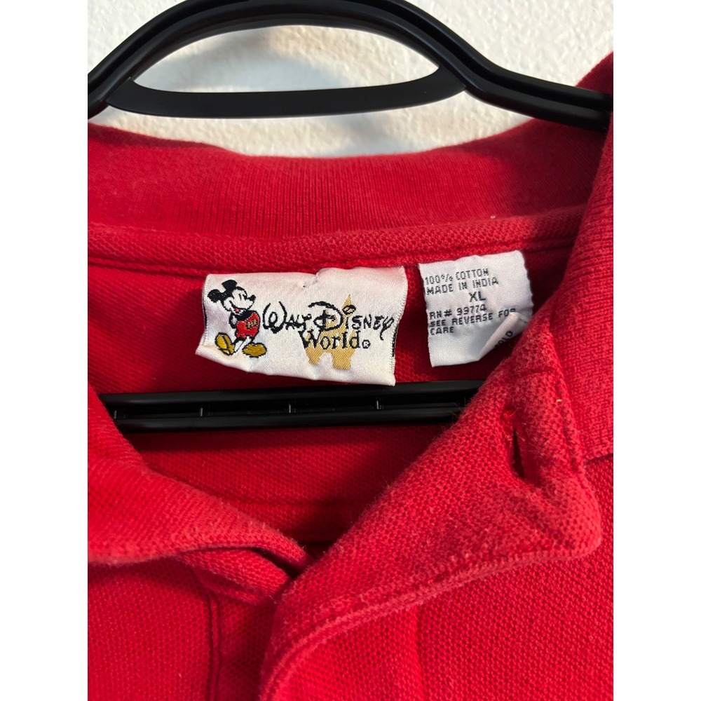 Walt Disney World Mickey Mouse‎ Red Polo Shirt Mens XL Embroidered Cotton Pique - Picture 3 of 5